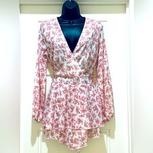 Pink and White Long Sleeve Romper!